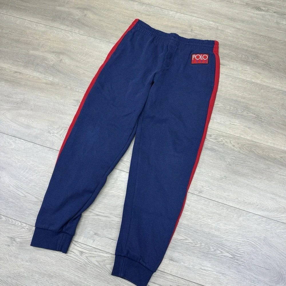Polo Ralph Lauren 1992 Patch Boys Jogger Track Pants‎ Sz L(14-16) Preppy